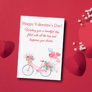 Carte De Correspondance valentines aquarelle florale vintage vélo chic