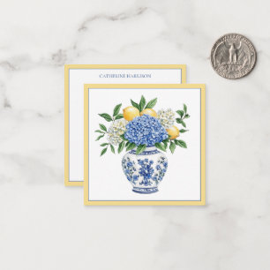 Carte De Correspondance Vase Chinoiserie Bleu et Blanc avec hydrangées