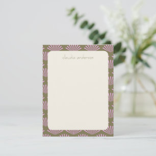 Carte De Correspondance Ventilateurs Art déco en olive et lilas nom person
