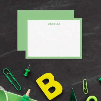 Carte De Correspondance Vert De Sage Minimaliste, Bordure Unique, Personna