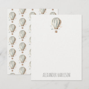 Carte De Correspondance Vert et crème Vintage Hot Air Balloon Enfants