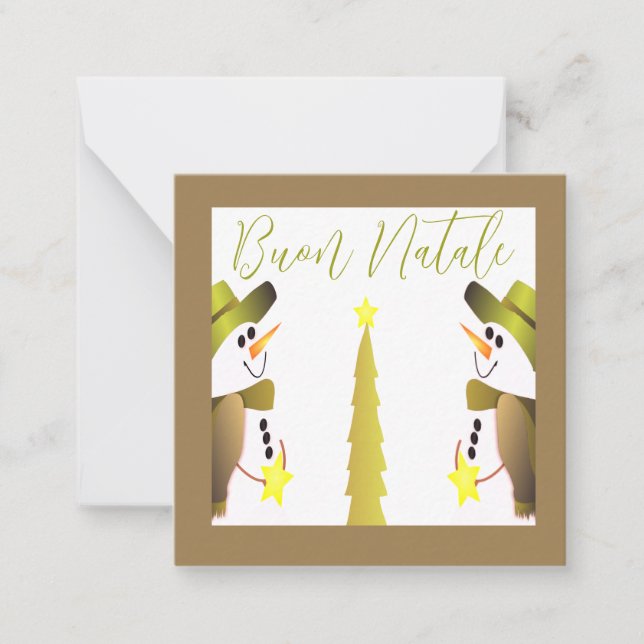 Carte De Correspondance Vert olive moderne avec neige (Devant)
