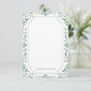Carte De Correspondance Vert sauge Floral Botanique Vintage Personnalisé
