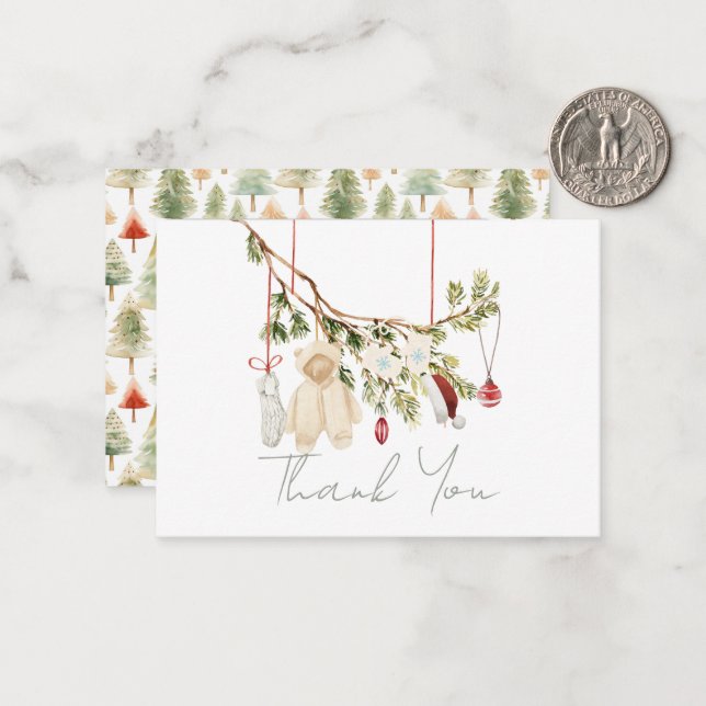 Carte De Correspondance Vêtements de bébé Lessive Baby Shower Merci (Devant/Arrière en situation)