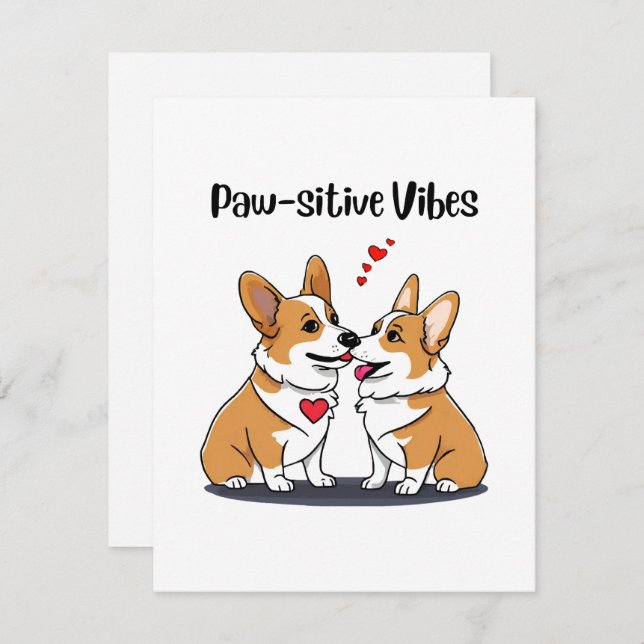 Carte De Correspondance Vibes Corgis en amour (Devant / Derrière)