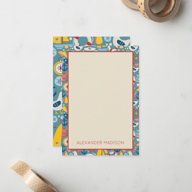 Carte De Correspondance Vie marine marine mignonne (Devant/Arrière en situation)
