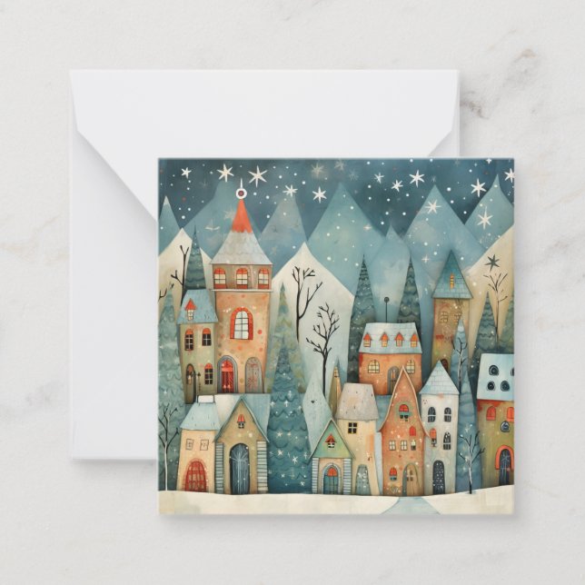 Carte De Correspondance Village de Noël personnalisé (Devant)