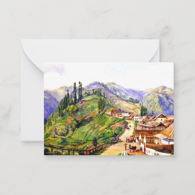Carte De Correspondance Village de Tosari, Java, 1876 peinture (Devant)