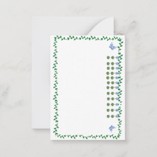 Carte De Correspondance Vine Topiaire de Jar Ginger Bleu