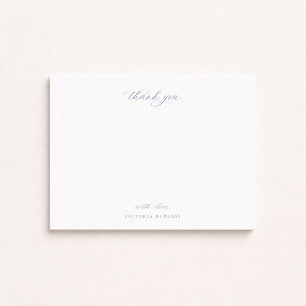 Carte De Correspondance Vintage Dusty Blue Chinoiserie Floral Merci