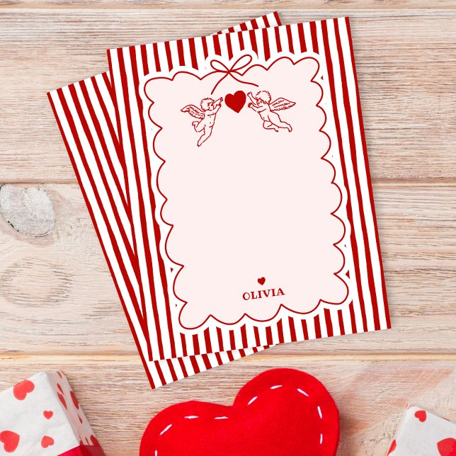 Carte De Correspondance Vintage Style Cupid Doodles Valentine's Day Theme (Créateur téléchargé)