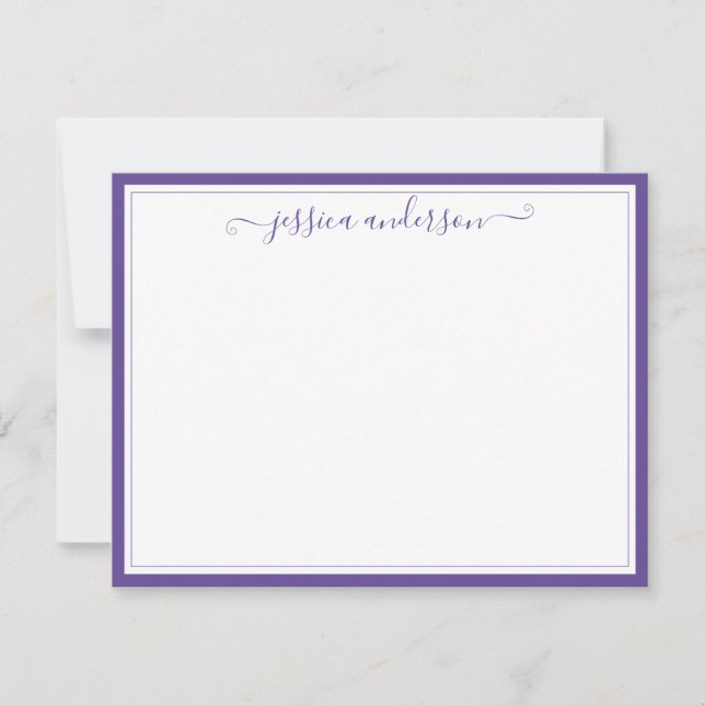 Carte De Correspondance Violet violet élégant moderne Preppy Girly Script (Devant)