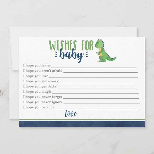 Carte De Correspondance Voeux dinosaures pour bébé (Devant)