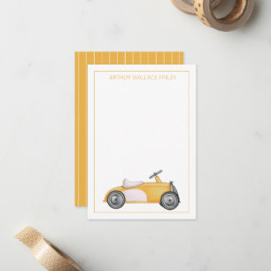 Carte De Correspondance Voiture jouet vintage jaune doré personnalisée