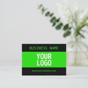 Carte De Correspondance Votre logo ou image Noir et vert brillant