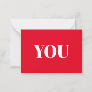 Carte De Correspondance Vous rouge blanc moderne typographie minimaliste