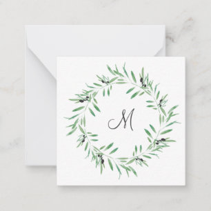 Carte De Correspondance Watercolor Black Olive Wreath