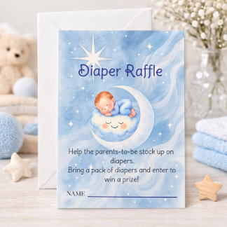 Carte De Correspondance Watercolor Celestial Baby Shower Diaper Raffle