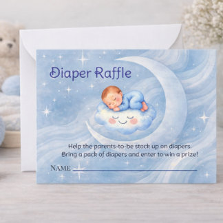 Carte De Correspondance Watercolor Celestial Baby Shower Diaper Raffle
