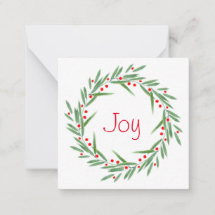 Carte De Correspondance Watercolor Feuilles et Berries Wreath
