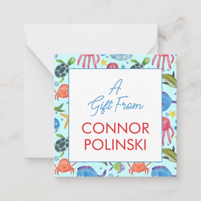 Carte De Correspondance Watercolor Ocean Life Un cadeau de Boys Endoor (Devant)
