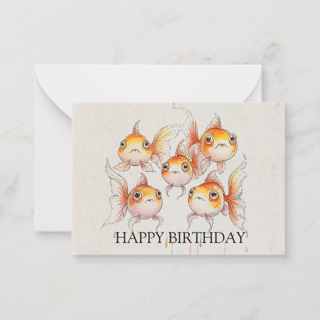 Carte De Correspondance Whimsical Floating Goldfish Anniversaire (Devant)