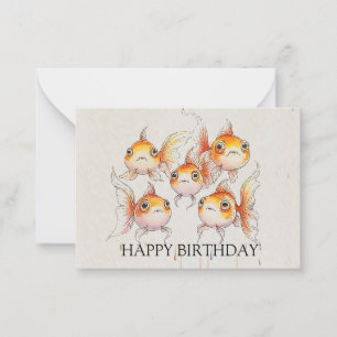 Carte De Correspondance Whimsical Floating Goldfish Anniversaire