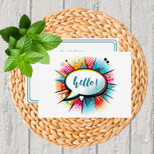Carte De Correspondance Whimsical Pop Art "Hello" plat