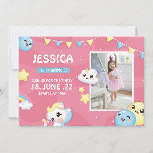 Carte De Correspondance Whimsical rose rose Anniversaire Fille Pawty Note