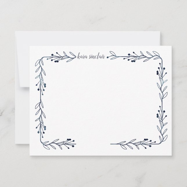 Carte De Correspondance Whimsical Simple Marine Berry Vine (Devant)