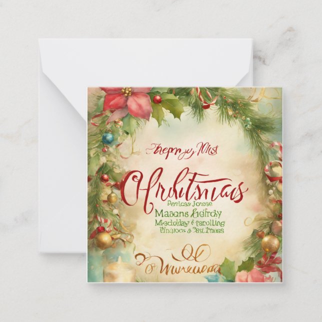 Carte De Correspondance "Whispers d'hiver : Salutations festives Noël plat (Devant)