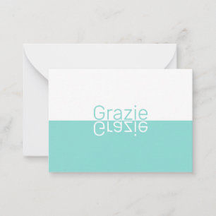 Carte De Correspondance White & Aqua Réflexion Merci italien moderne