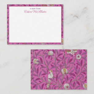 Carte De Correspondance William Morris, Hot Pink Birds et Pommegrenates