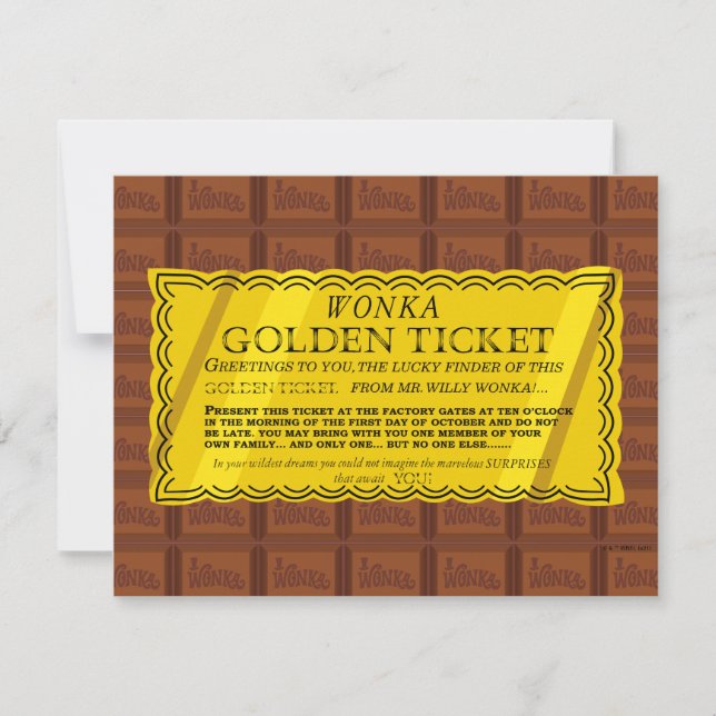 Carte De Correspondance Willy Wonka Billet d’or (Devant)