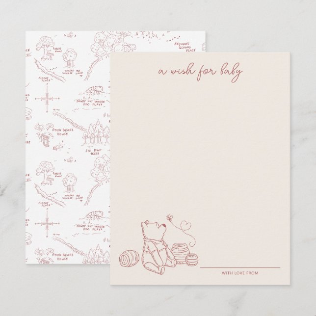 Carte De Correspondance Winnie le Baby shower de fille en bois de 100 acre (Devant / Derrière)