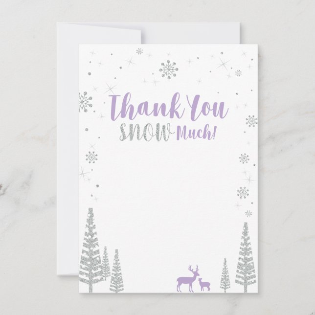 Carte De Correspondance Winter Onederland - Silver & Purple Merci note (Devant)
