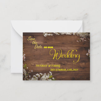 Carte De Correspondance Wood Love A Rustic Texture Enregistrer la date