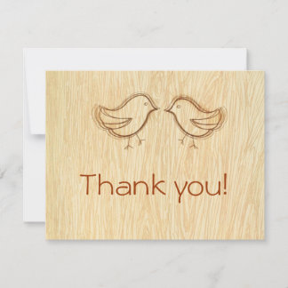 Carte De Correspondance Woodgrain avec Inséparables Croquis Merci Note