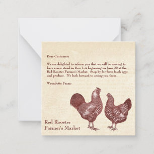 Carte De Correspondance Wyandotte Poulets Élégant message personnalisé Vin