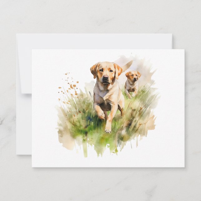 Carte De Correspondance Yellow Labradors in the brush (Devant)