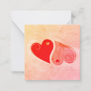 Carte De Correspondance Yin Yang Coeurs - Rose Orange Rouge - Note