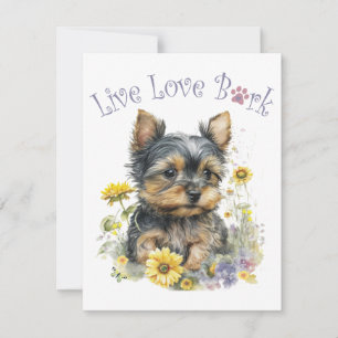 Carte De Correspondance Yorkie Chien Maman Florale
