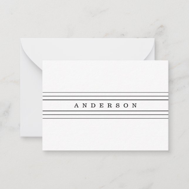 Carte De Correspondance Your Custom Text & Modern Stripes | Black & White (Devant)