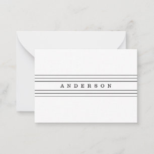 Carte De Correspondance Your Custom Text & Modern Stripes   Black & White
