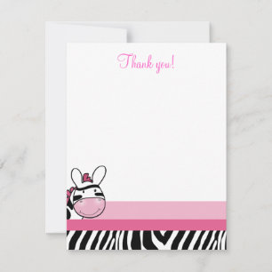 Carte De Correspondance Zebra Diva Baby Pink 4x5 Appartement Merci note