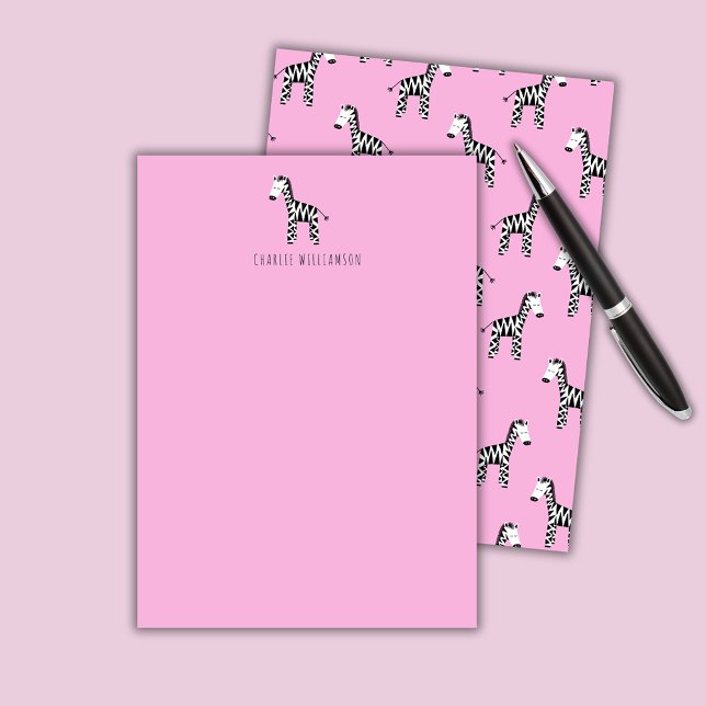Carte De Correspondance Zèbre rose (Pink Zebra personalized notecards)