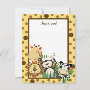 Carte De Correspondance ZOO CREW Yellow Animaux Plat Merci note