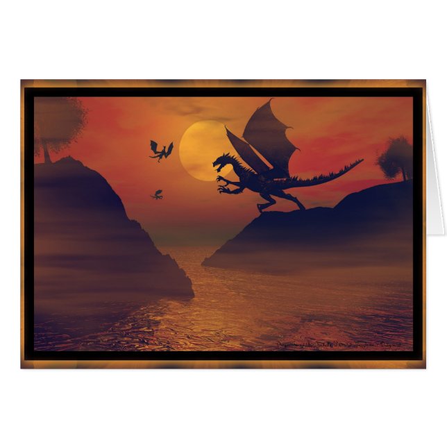 Carte de coucher de soleil Dragon (Devant horizontal)