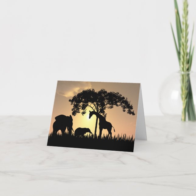 Carte de coucher de soleil safari en Afrique (Devant)