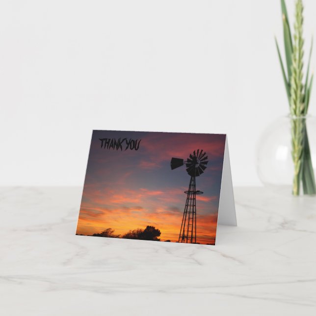 Carte de coucher de soleil Silhouette pour moulin  (Devant)